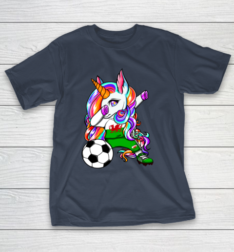 Dabbing Unicorn Wales Soccer Fan Jersey Welsh Football Lover T-Shirt 16