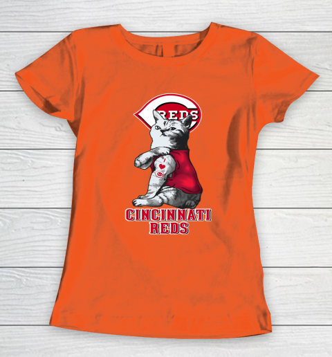 MLB Baseball My Cat Loves Cincinnati Reds Women's T-Shirt 3