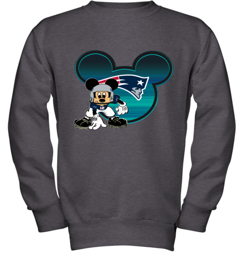 NFL New England Patriots Mickey Mouse Disney Football T Shirt MtJWpwJrNKM youth sweatshirt 47 95 151514 front dark heather