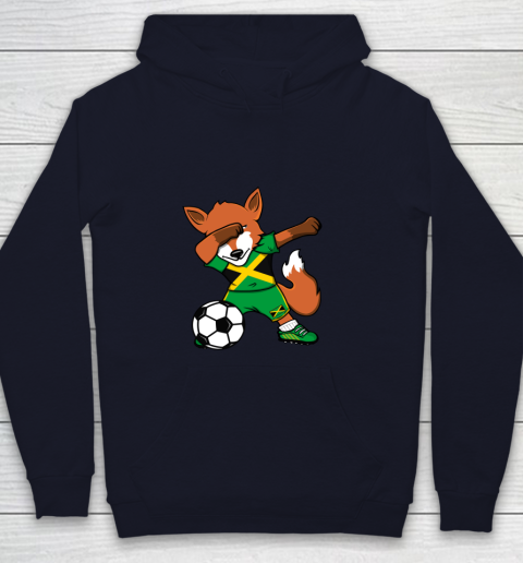 Dabbing Fox Jamaica Soccer Fans Jersey Jamaican Football Fan Youth Hoodie 3