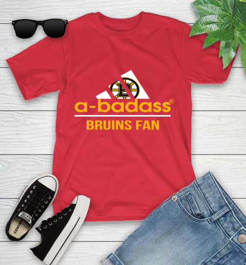 NHL A Badass Boston Bruins Fan Adidas Hockey Sports Youth T-Shirt 13
