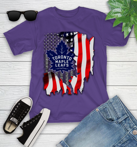 Toronto Maple Leafs NHL Hockey American Flag Youth T-Shirt 3