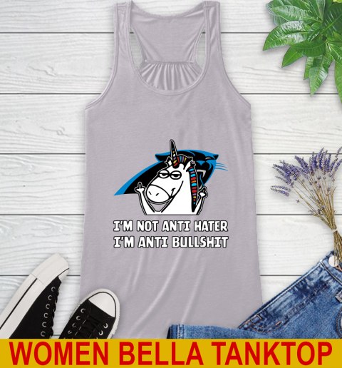 Carolina Panthers NFL Football Unicorn I'm Not Anti Hater I'm Anti Bullshit Racerback Tank 5