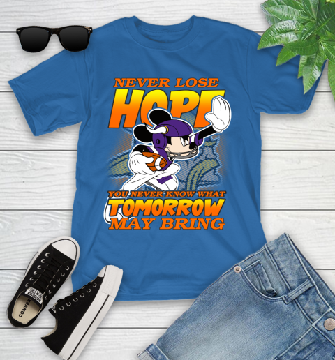 Minnesota Vikings NFL Football Mickey Disney Never Lose Hope Youth T-Shirt 12