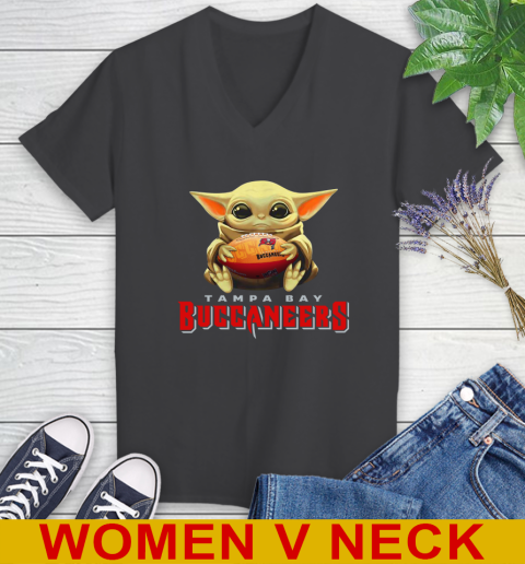 NFL Football Tampa Bay Buccaneers Baby Yoda Star Wars Shirt Women's V-Neck T-Shirt 9