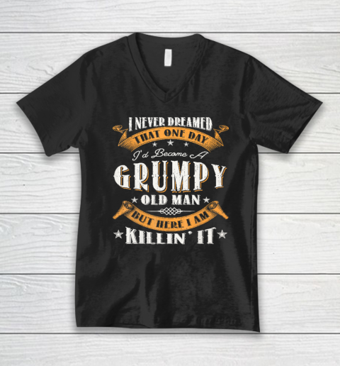 Grumpy Old Man Grandpa Funny V-Neck T-Shirt