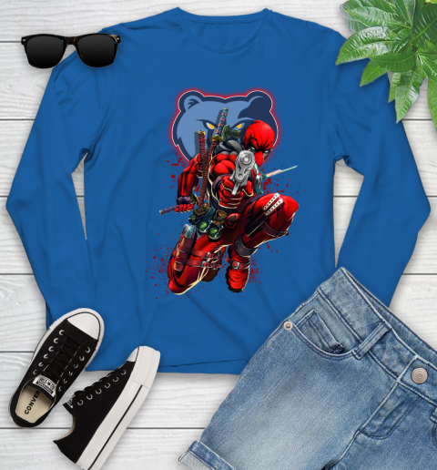 NBA Deadpool Marvel Comics Sports Basketball Memphis Grizzlies Youth Long Sleeve 9