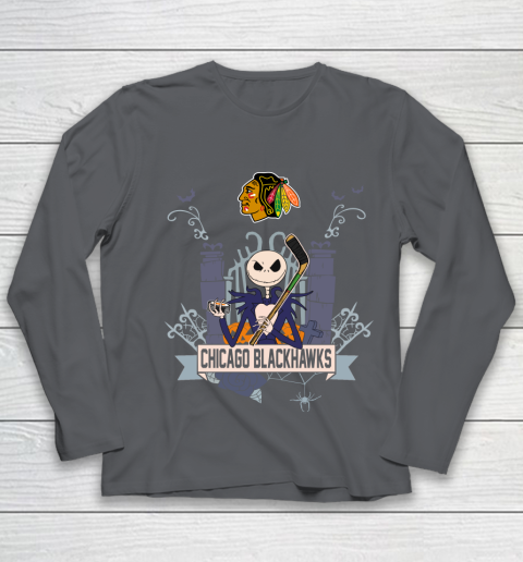 NHL Chicago Blackhawks Hockey Jack Skellington Halloween Youth Long Sleeve 6