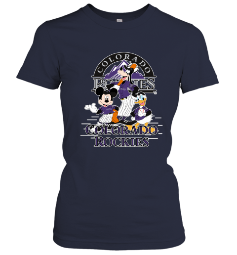 Colorado Rockies Mickey Donald And Goofy Baseball Women's T-Shirt
