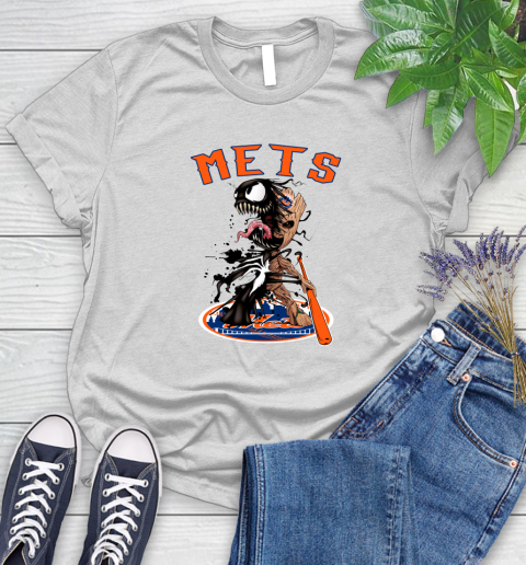 MLB New York Mets Baseball Venom Groot Guardians Of The Galaxy Women's T-Shirt