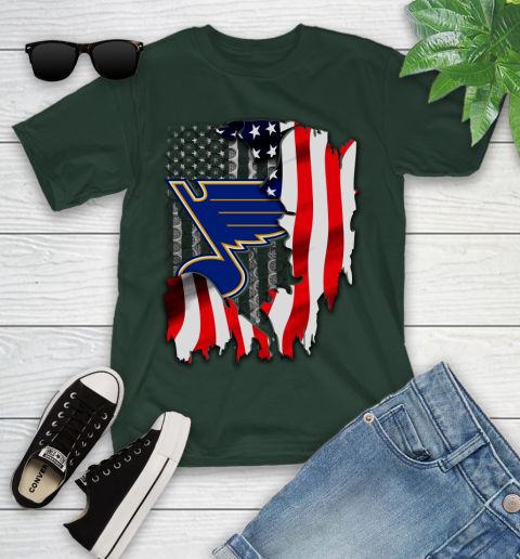 St.Louis Blues NHL Hockey American Flag Youth T-Shirt 5
