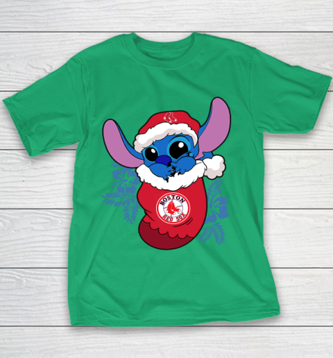 Boston Red Sox Christmas Stitch In The Sock Funny Disney MLB Youth T-Shirt