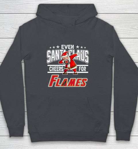 Calgary Flames Even Santa Claus Cheers For Christmas NHL Youth Hoodie 5