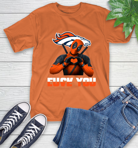 NHL Denver Broncos Deadpool Love You Fuck You Football Sports T-Shirt 4
