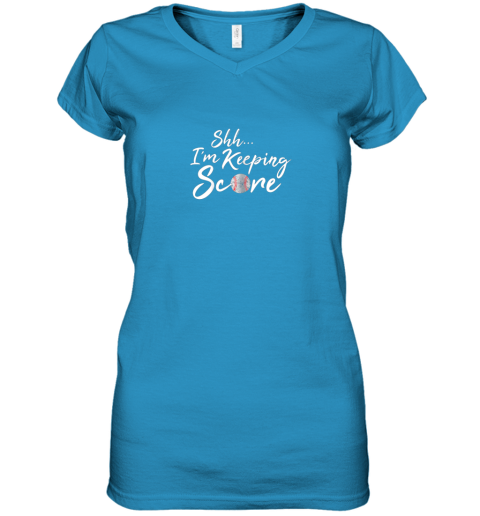 kcc8 scorekeeper gift funny baseball team score book keeper women v neck t shirt 39 front sapphire