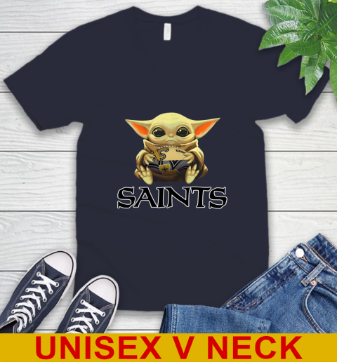NFL Football New Orleans Saints Baby Yoda Star Wars Shirt V-Neck T-Shirt 4 NFL Football New Orleans Saints Baby Yoda Star Wars Shirt V-Neck T-Shirt - Image 4