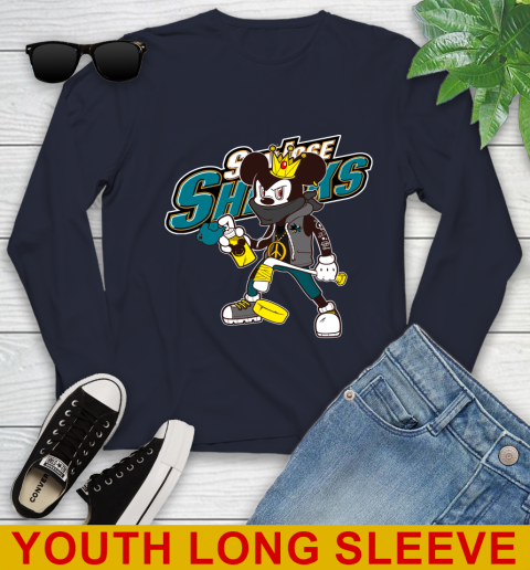 San Jose Sharks NHL Hockey Mickey Peace Sign Sports Youth Long Sleeve 3