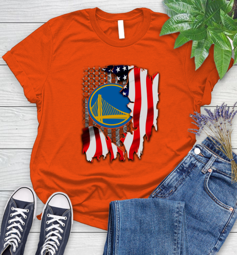 Golden State Warriors NBA Basketball American Flag Women's T-Shirt - Image 4