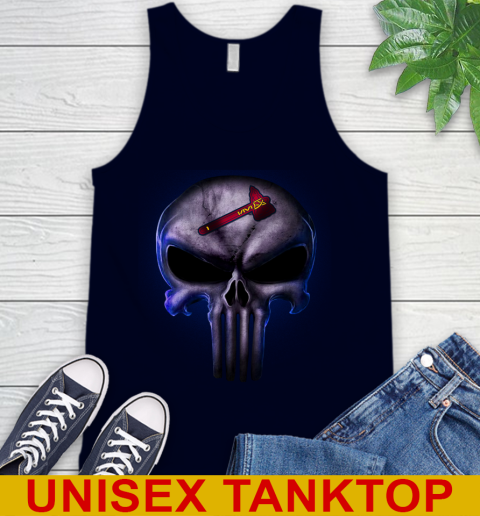 Atlanta Braves MLB Baseball Punisher Skull Sports Tank Top 2