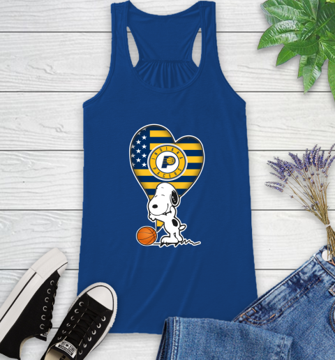 Indiana Pacers NBA Basketball The Peanuts Movie Adorable Snoopy Racerback Tank 9