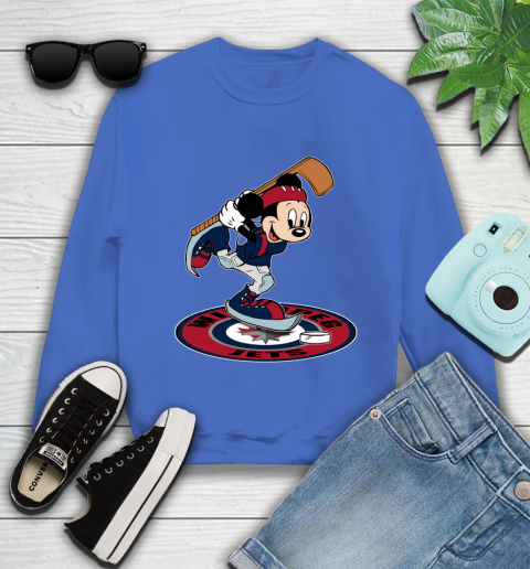 NHL Hockey Winnipeg Jets Cheerful Mickey Disney Shirt Youth Sweatshirt 7