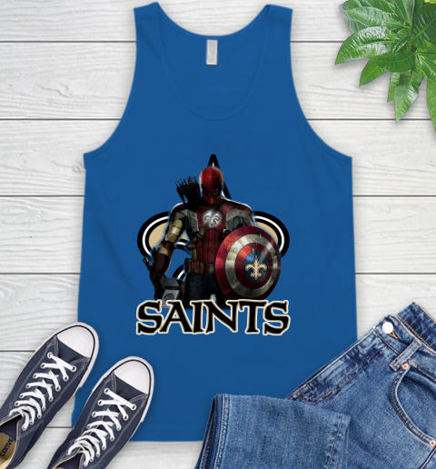 NFL Captain America Thor Spider Man Hawkeye Avengers Endgame Football New Orleans Saints Tank Top 5