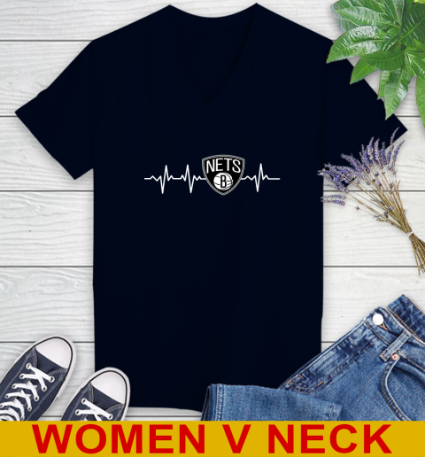 Brooklyn Nets NBA Basketball Heart Beat Shirt Women's V-Neck T-Shirt 3 Brooklyn Nets NBA Basketball Heart Beat Shirt Women's V-Neck T-Shirt - Image 3