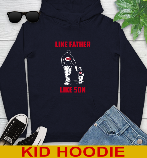 Cincinnati Reds MLB Baseball Like Father Like Son Sports Youth Hoodie 3