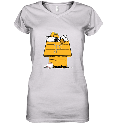 Pittsburghs Pirates Snoopy And Woodstock Resting Together MLB Women's V-Neck T-Shirt