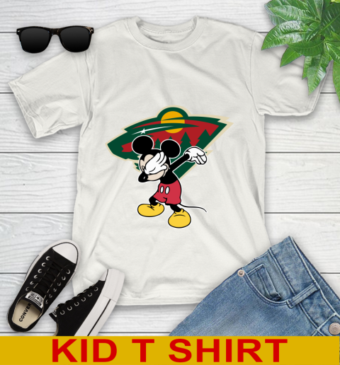 Minnesota Wild NHL Hockey Dabbing Mickey Disney Sports Youth T-Shirt