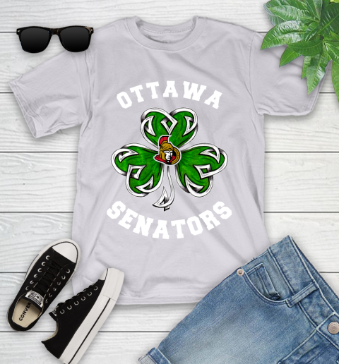 NHL Ottawa Senators Three Leaf Clover St Patrick's Day Hockey Sports Youth T-Shirt 4