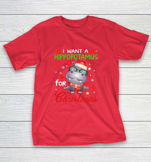 I Want A Hippopotamus For Christmas Funny Hippo Gifts T-Shirt 9