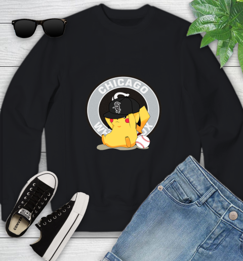 MLB Pikachu Baseball Sports Chicago White Sox Youth Sweatshirt 2