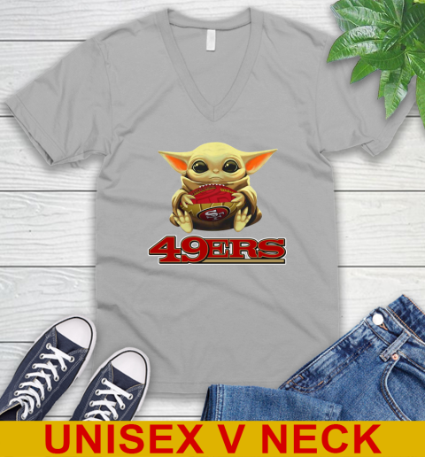 NFL Football San Francisco 49ers Baby Yoda Star Wars Shirt V-Neck T-Shirt 4