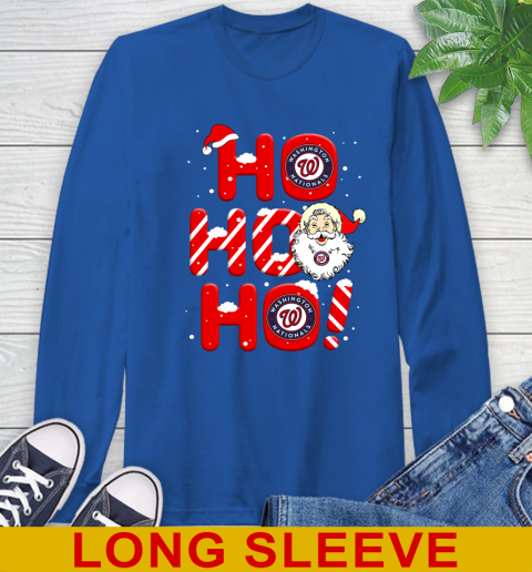 Washington Nationals MLB Baseball Ho Ho Ho Santa Claus Merry Christmas Shirt Long Sleeve T-Shirt 11