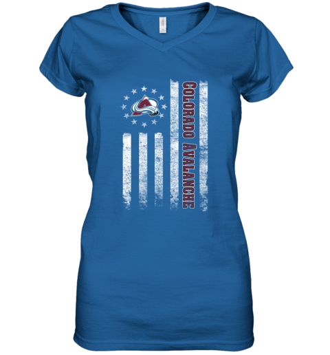 NHL American Flag Hockey Sports Colorado Avalanche Women's V-Neck T-Shirt 4