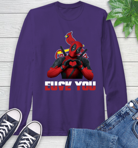 MLB St.Louis Cardinals Deadpool Love You Fuck You Baseball Sports Long Sleeve T-Shirt 5
