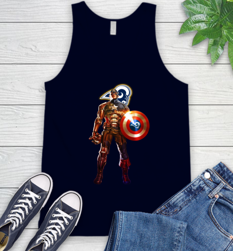 NFL Captain America Marvel Avengers Endgame Football Sports Los Angeles Rams Tank Top 3