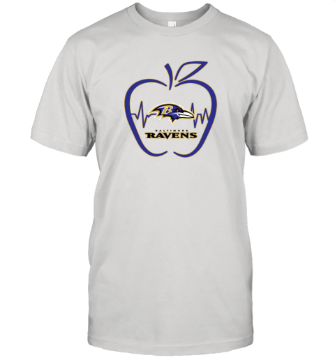 Apple Heartbeat Teacher Symbol Baltimore Ravens Unisex Jersey Tee