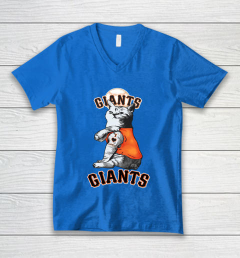 MLB Baseball My Cat Loves San Francisco Giants V-Neck T-Shirt 5