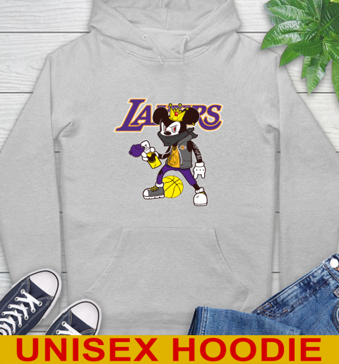 Los Angeles Lakers NBA Basketball Mickey Peace Sign Sports Hoodie 6