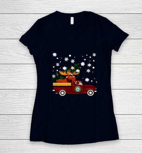 Boston Celtics Bring Christmas Home NBA Women's V-Neck T-Shirt 2