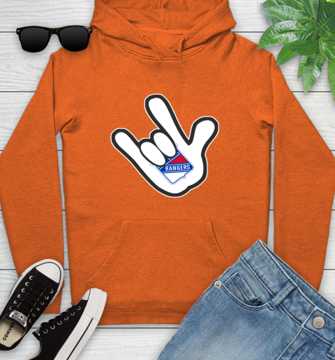 New York Rangers NHL Hockey Mickey Rock Hand Disney Youth Hoodie 5