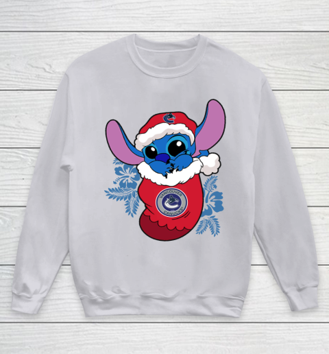Vancouver Canucks Christmas Stitch In The Sock Funny Disney NHL Youth Sweatshirt 4