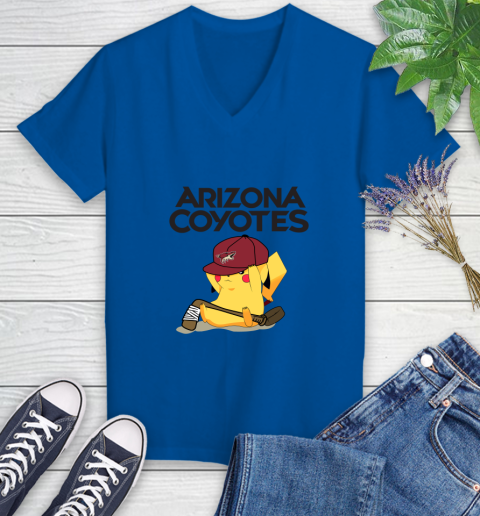 NHL Pikachu Hockey Sports Arizona Coyotes Women's V-Neck T-Shirt 10