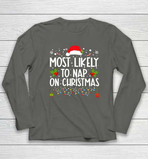 Most Likely To Nap On Christmas Family Christmas Pajamas Long Sleeve T-Shirt 4