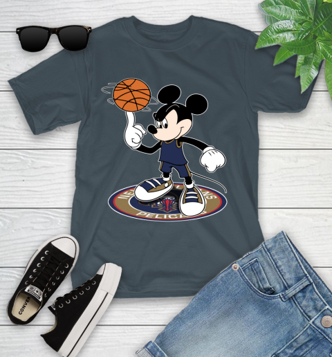 NBA Basketball New Orleans Pelicans Cheerful Mickey Disney Shirt Youth T-Shirt 8