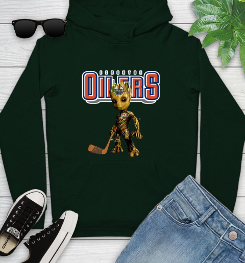 Edmonton Oilers NHL Hockey Groot Marvel Guardians Of The Galaxy Youth Hoodie 13