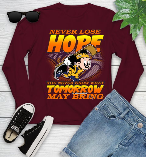Nashville Predators NHL Hockey ootball Mickey Disney Never Lose Hope Youth Long Sleeve 6