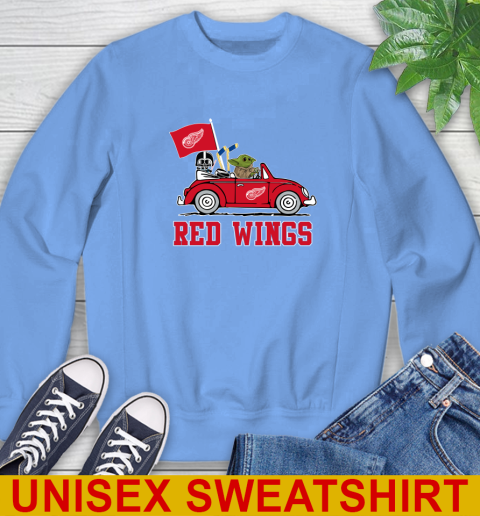 NHL Hockey Detroit Red Wings Darth Vader Baby Yoda Driving Star Wars Shirt Sweatshirt 11